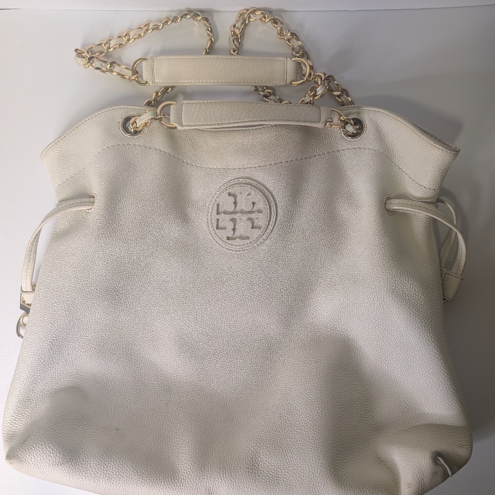 Tory Burch Cream Leather Shoulder Bag